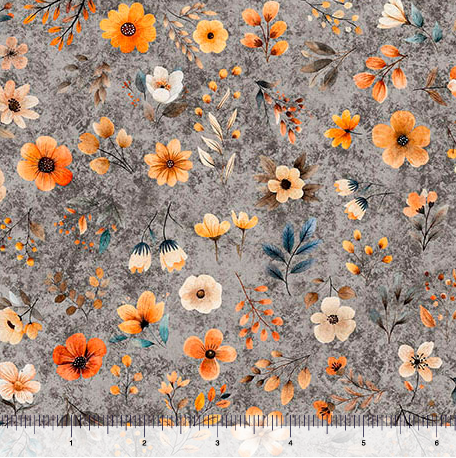 Pandaland Small Floral Gray quilting fabric by Quilting Treasures