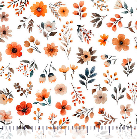 Pandaland Small Floral White quilting fabric by Quilting Treasures