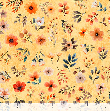 Pandaland Small Floral Light Orange quilting fabric by Quilting Treasures