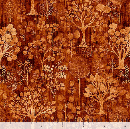 Pandaland Trees Burnt Orange quilting fabric by Quilting Treasures