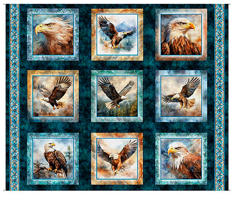 Skyward Eagle Picture Patches Midnight quilting fabric by Quilting Treasures