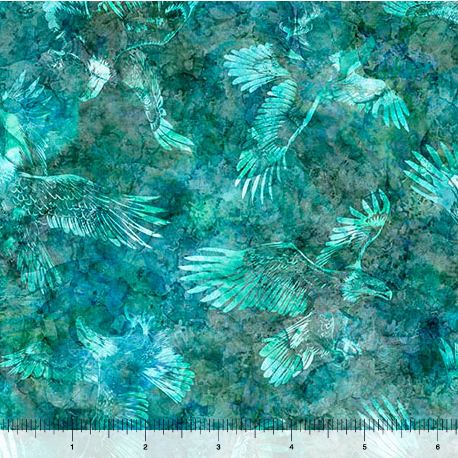 Skyward Eagle Tonal Turquoise quilting fabric by Quilting Treasures