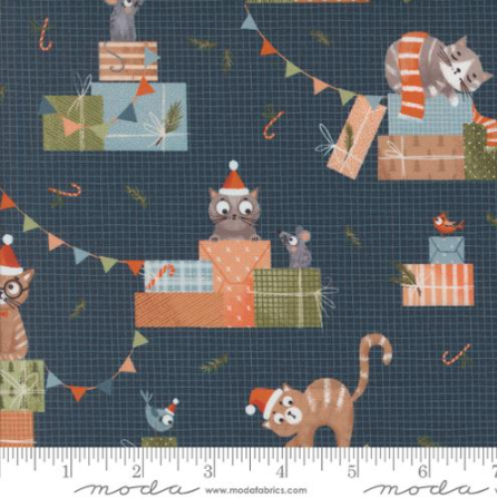 Purrfect Christmas Main Midnight quilting fabric by Moda