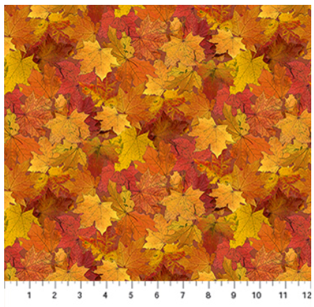 Night Owl Leaves Orange Multi quilting fabric by Northcott