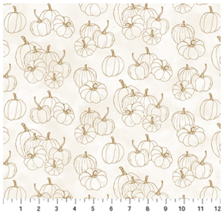 Night Owl Pumpkin Blend Cream quilting fabric by Northcott