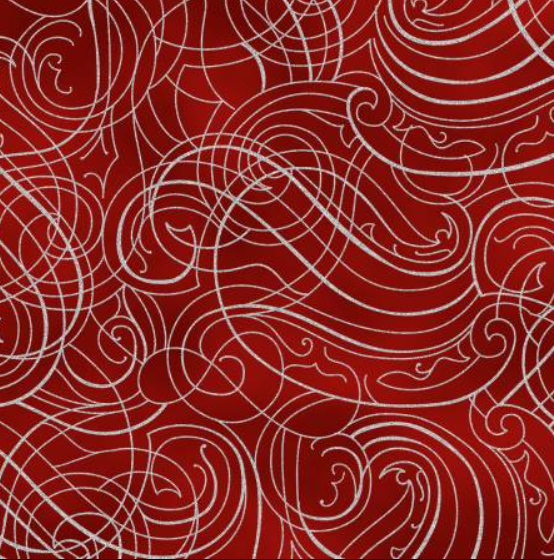 Christmas Wish Crimson with silver metallic quilting fabric by Hoffman