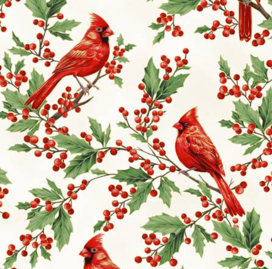 Christmas Wish Natural with gold metallic quilting fabric by Hoffman