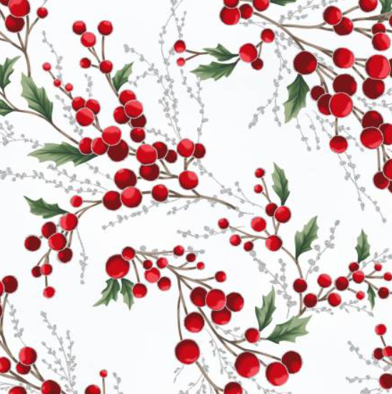 Christmas Wish December with silver metallic quilting fabric by Hoffman