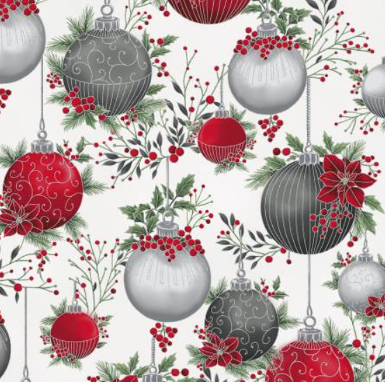 Christmas Wish December with silver metallic quilting fabric by Hoffman