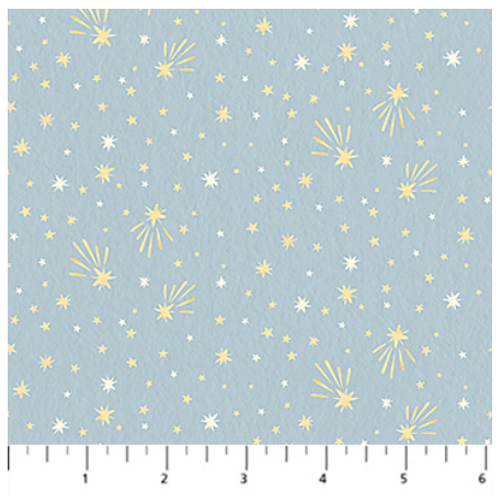 The Nativity Stars Blue quilting fabric by Northcott