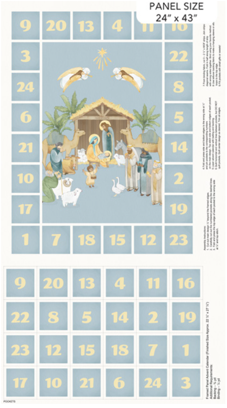 The Nativity advent calendar fabric panel by Northcott