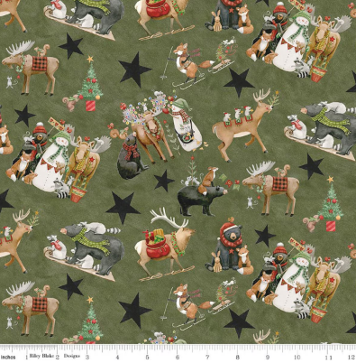 Northern Christmas Main Green quilting fabric by Riley Blake
