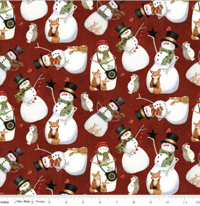Northern Christmas Snowmen Red quilting fabric by Riley Blake