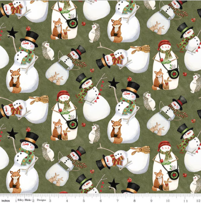 Northern Christmas Snowmen Green quilting fabric by Riley Blake
