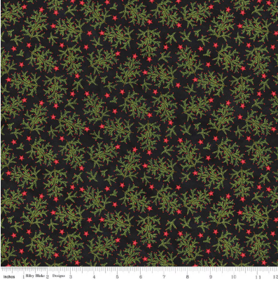 Northern Christmas Whimsical Trees Black quilting fabric by Riley Blake