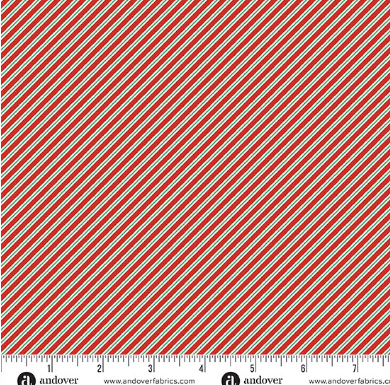 The Nutcracker Candy Cane Stripe Red quilting fabric by Makower UK for Andover