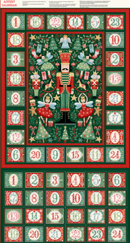 The Nutcracker Advent Green quilting fabric by Makower UK for Andover