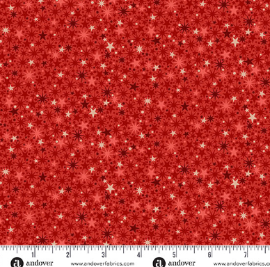 The Nutcracker Twinkle Red quilting fabric by Makower UK for Andover