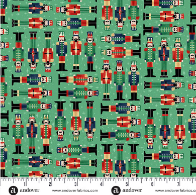 The Nutcracker Soldiers Green quilting fabric by Makower UK for Andover