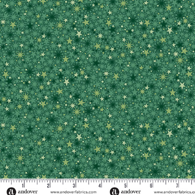 The Nutcracker Twinkle Green quilting fabric by Makower UK for Andover