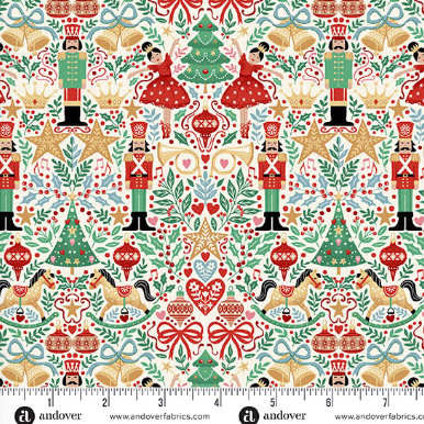 The Nutcracker Sugar Plum Cream quilting fabric by Makower UK for Andover