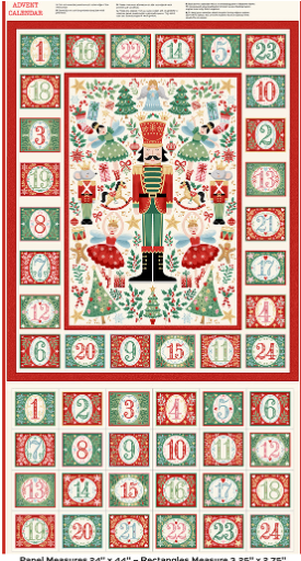 The Nutcracker Advent Cream quilting fabric by Makower UK for Andover