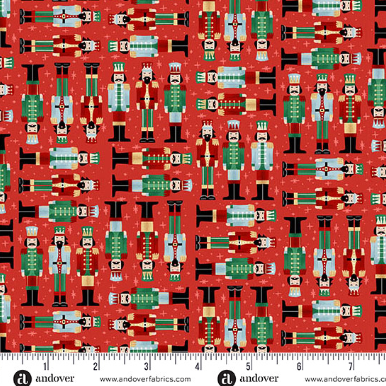 The Nutcracker Soldiers Red quilting fabric by Makower UK for Andover