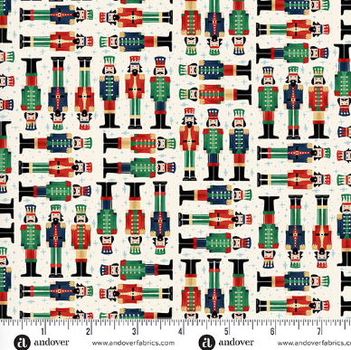 The Nutcracker Soldiers Cream quilting fabric by Makower UK for Andover
