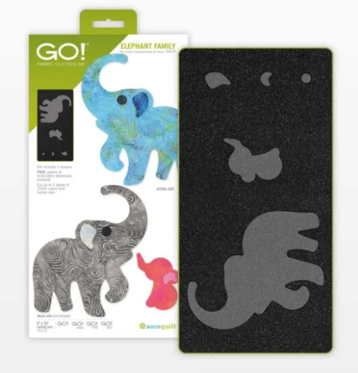 AccuQuilt GO! Elephant Family fabric cutting die 55674