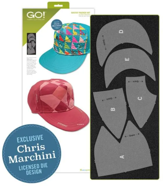 AccuQuilt GO! Quilted Trucker Hat fabric cutting die by Chris Marchini 55648