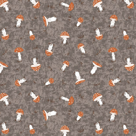 Cheerful Cheeks Willow Gray Mushrooms novelty quilting fabric by Blank Quilting