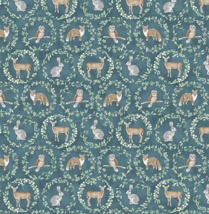 Blank Quilting Jaded Forest Medallions Blue quilting fabric — ornate medallions in blue
