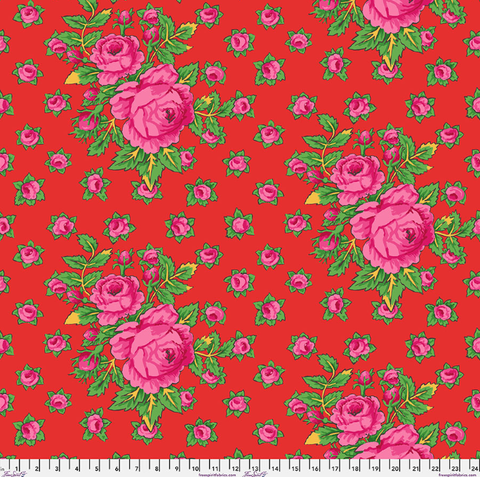 Rosie Red floral quilting fabric by Kaffe Fassett for Free Spirit