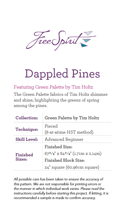 Dappled Pines quilt kit fabric detail