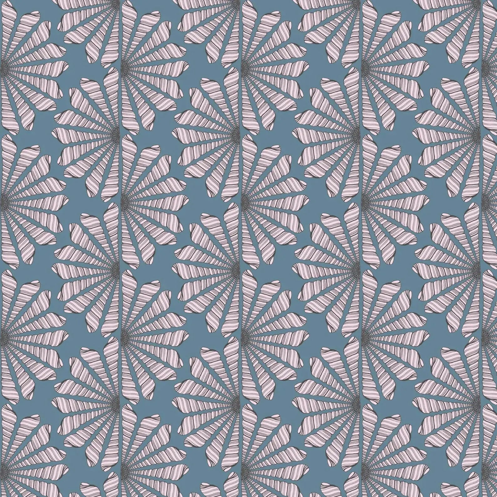 Seashell Serenade - Shell Fan - Blue 44" / 45" Fabric Per Yard The Fabric Company