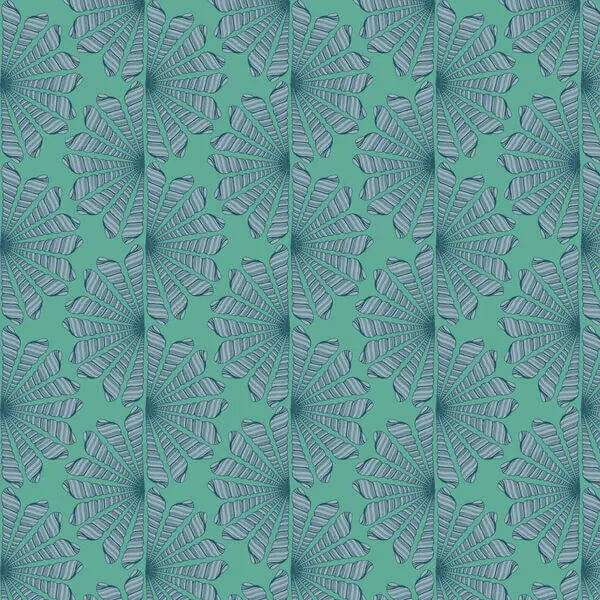 Seashell Serenade - Shell Fan - Green 44" / 45" Fabric Per Yard The Fabric Company