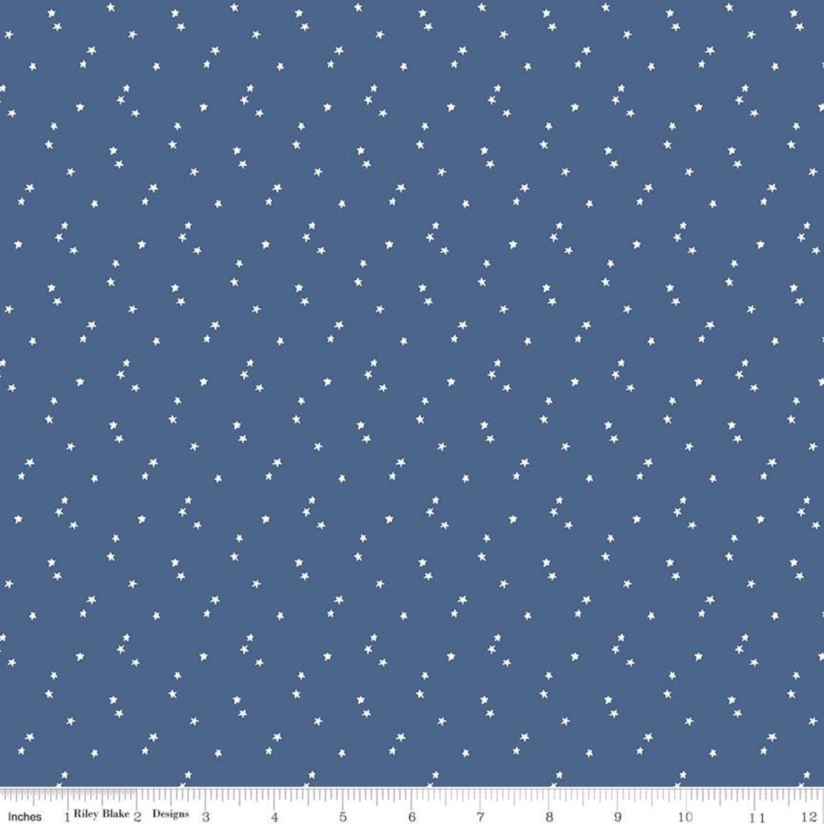 Seasonal Basic Stars Blue 44"/45" Cotton Fabric Per Yard