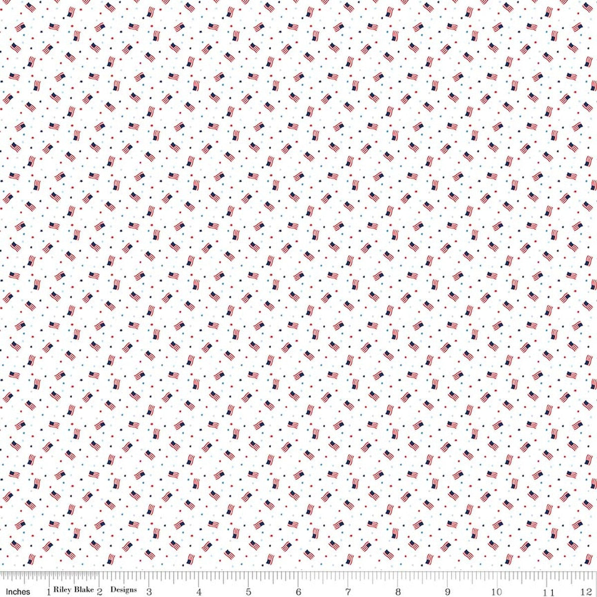 Seasonal Basics Grand Ol' Flag White 44"/45" Cotton Fabric Per Yard