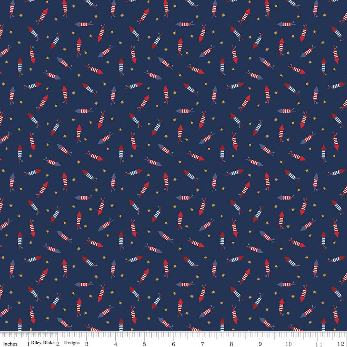 Seasonal Basics Pop Boom Bang Navy 44"/45" Cotton Fabric Per Yard