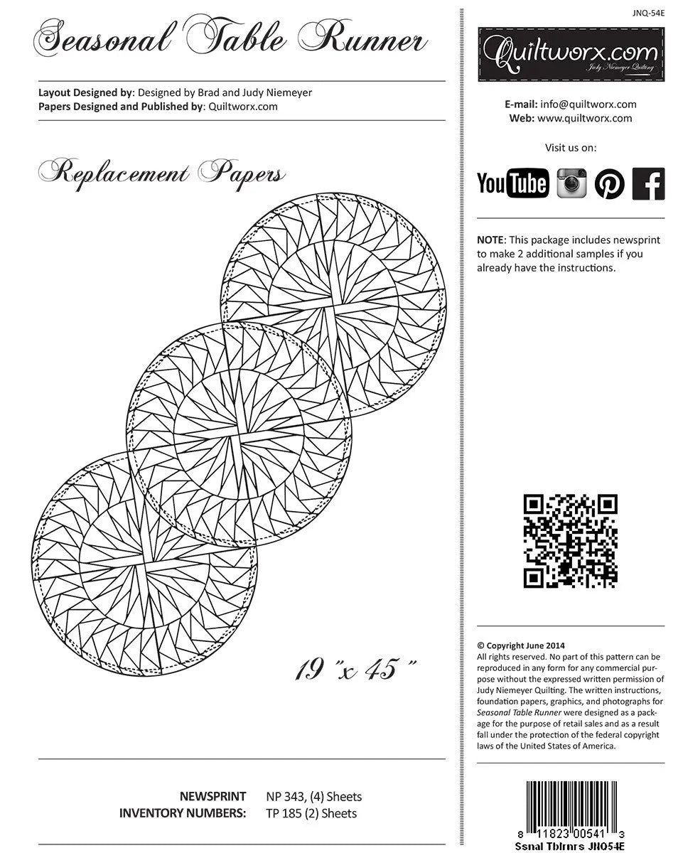 Seasonal Table Runners Extra Foundation Paper - Linda's Electric Quilters