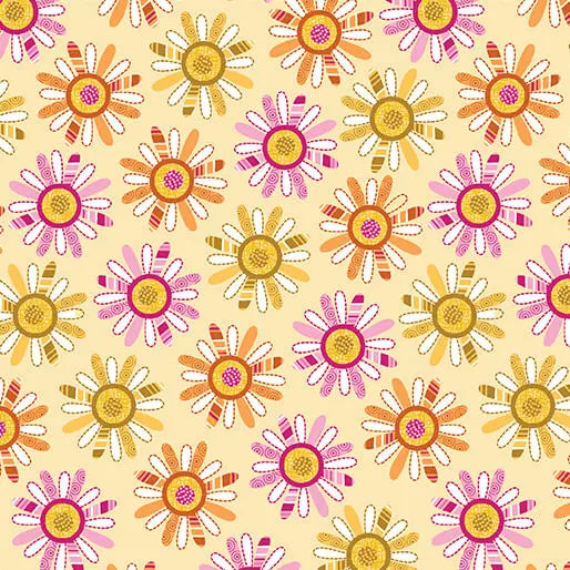 Serendipity - Daisy - Banana 44" / 45" Fabric Per Yard The Fabric Company