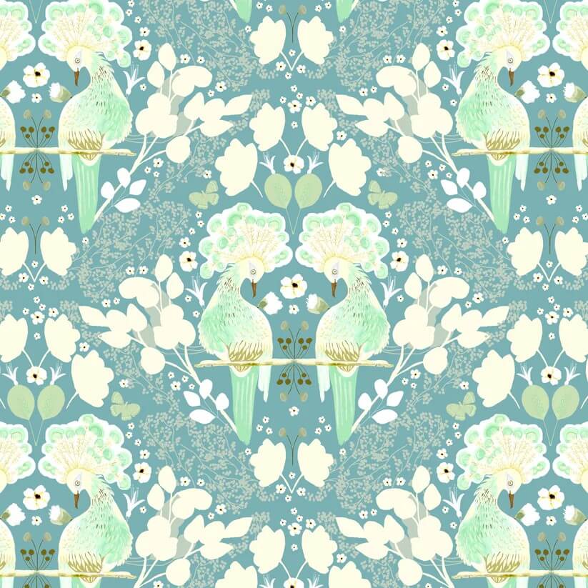 Serenity Blooms - First Kiss - Blue 44" / 45" Fabric Per Yard