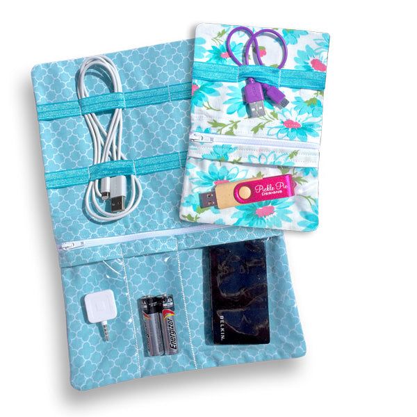 Tech to Go Cord Caddies In the Hoop Machine Embroidery Design Pickle Pie Designs