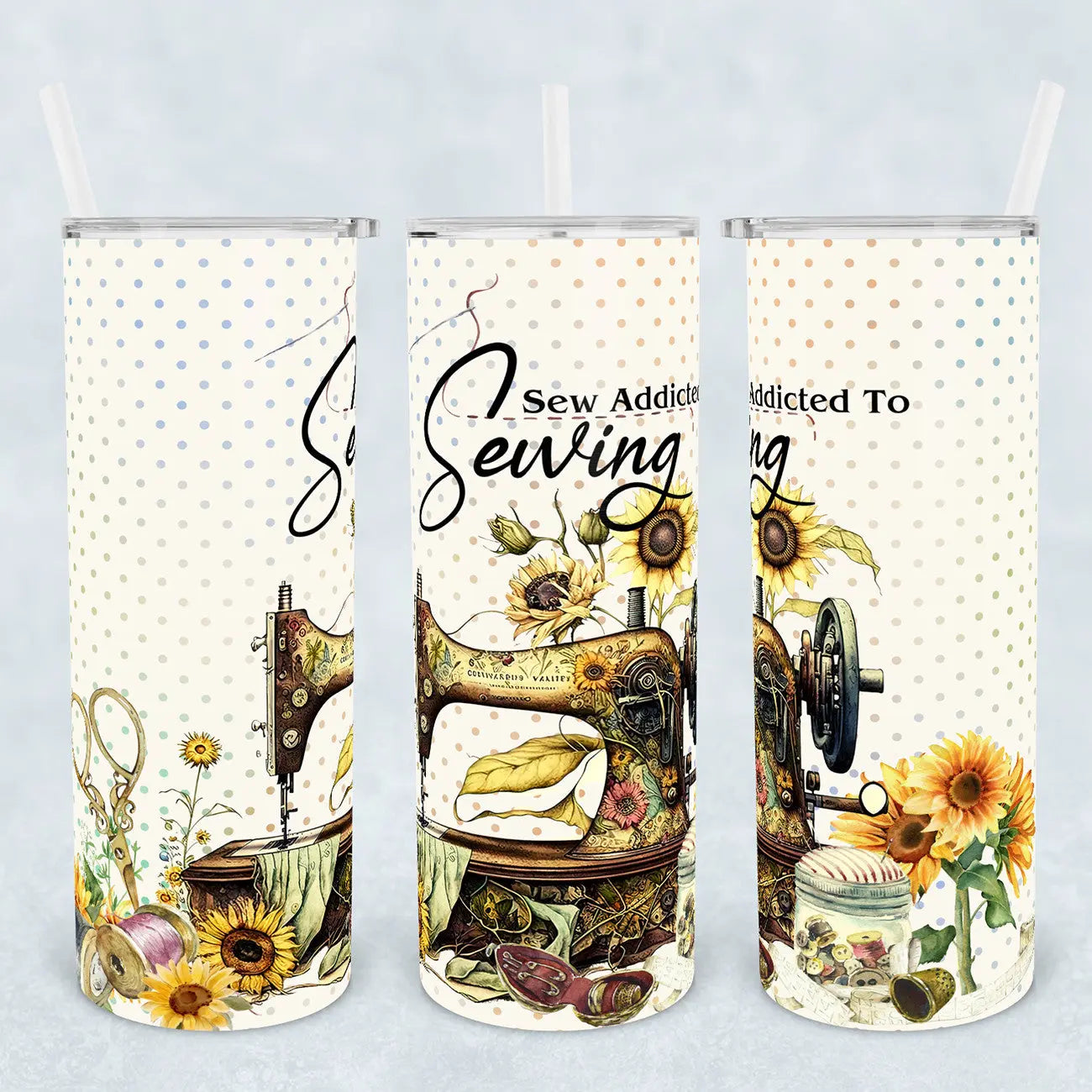 Sew Addicted To Sewing Tumbler - Linda's Electric Quilters