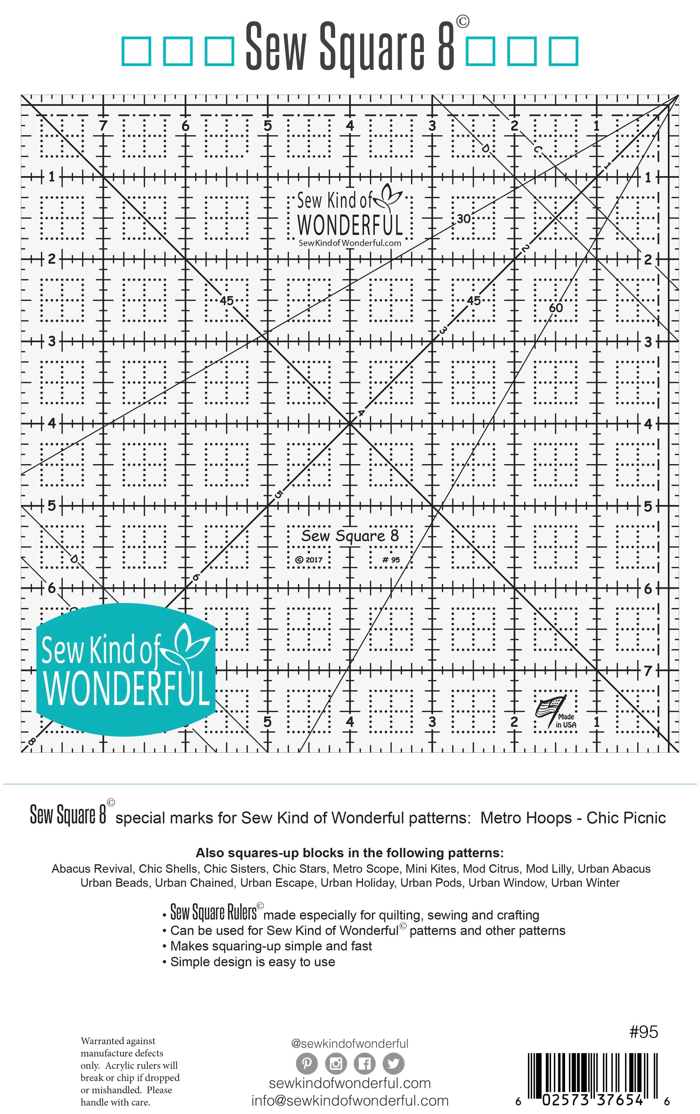 Sew Square 8 Ruler - Linda's Electric Quilters