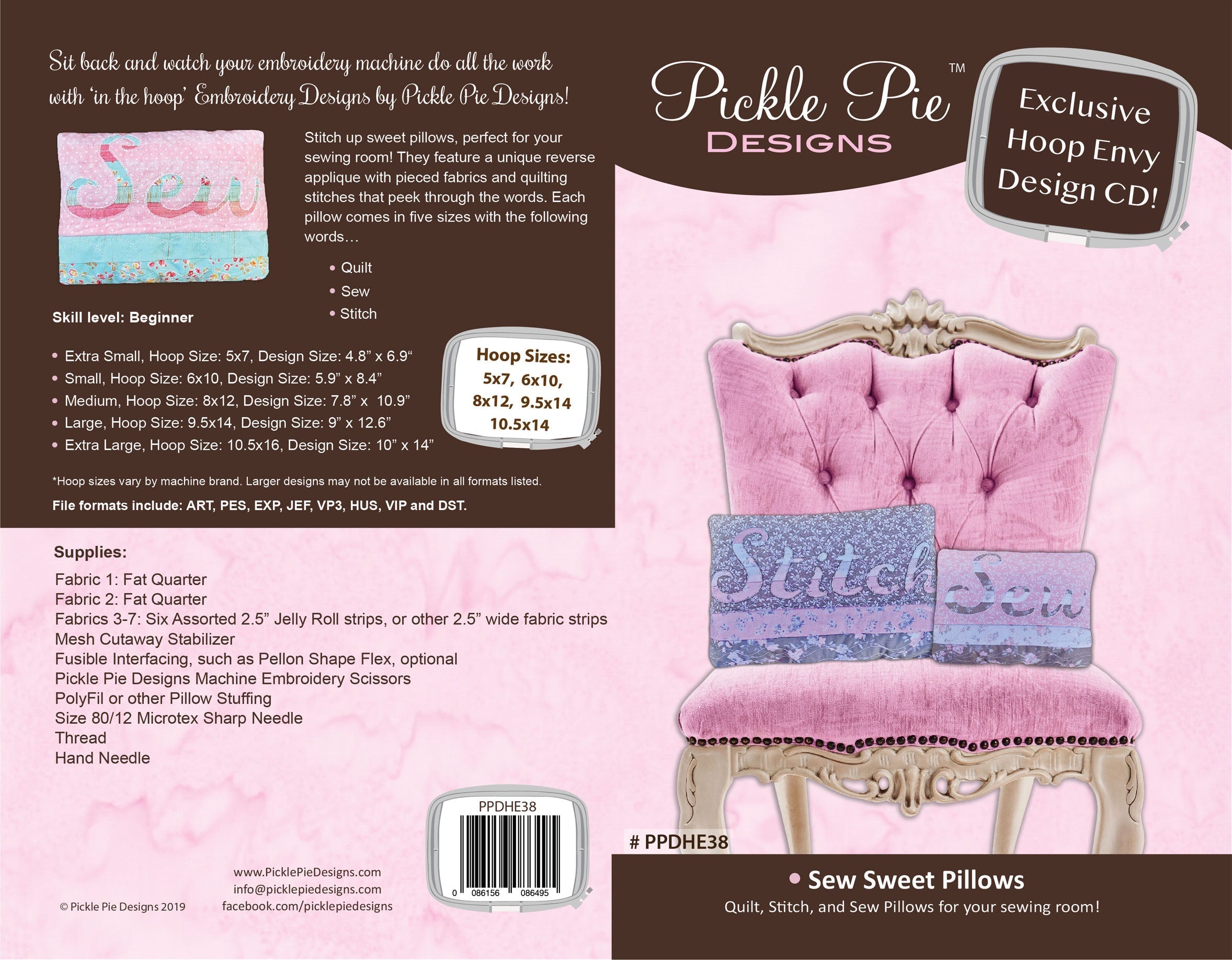 Sew Sweet Pillows In the Hoop Embroidery Design Collection