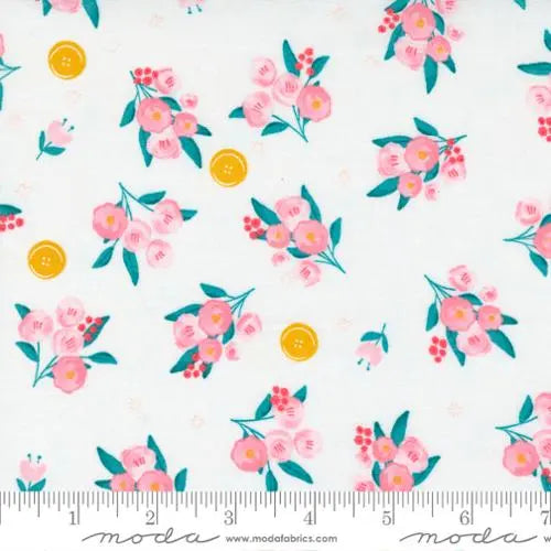Sew Wonderful Powder Floral Bouquet White 44"/45" Fabric Per Yard Moda Fabrics & Supplies