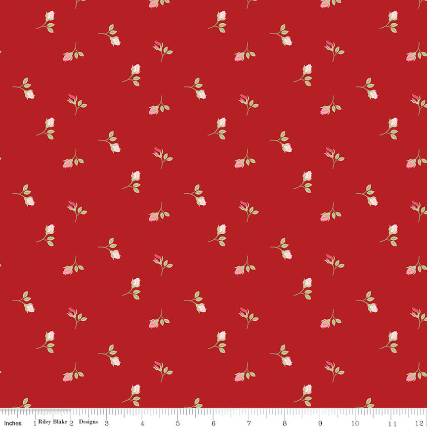 Sew in Love - Rosebuds - Red 44"/45" Fabric Per Yard