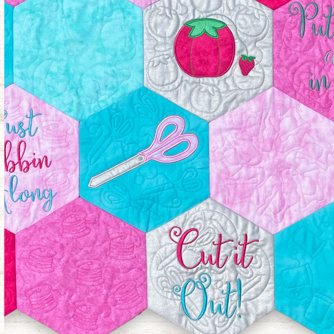 Sew Hexi In-the-Hoop Machine Embroidery Quilt Pickle Pie Designs