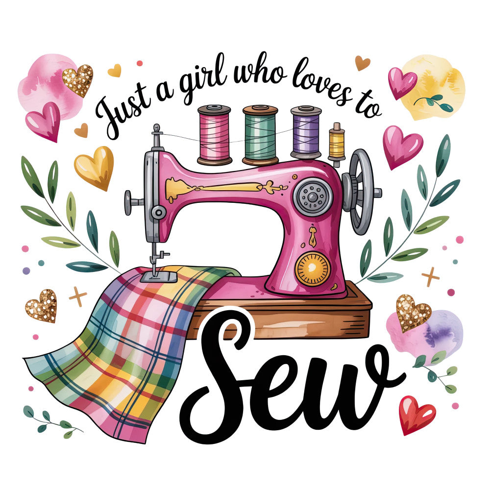 Sewing Machine Just a Girl Fabric Panel 1